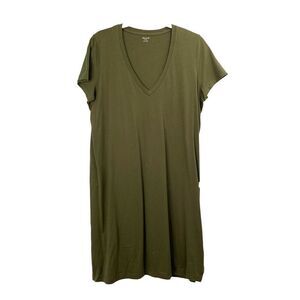 NEW Madewell Northside Vintage V-Neck Tee‎ Dress Size M olive green